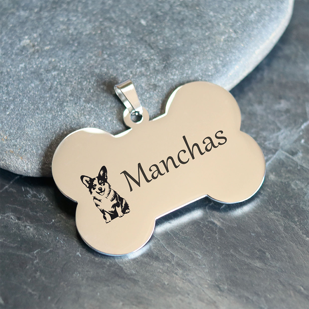 PLACA HUESO PLATEADO LISA - Imagen 2